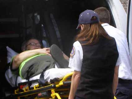 Elizabeth leaves by ambulance