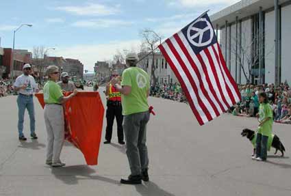 Peace marchers are stopped