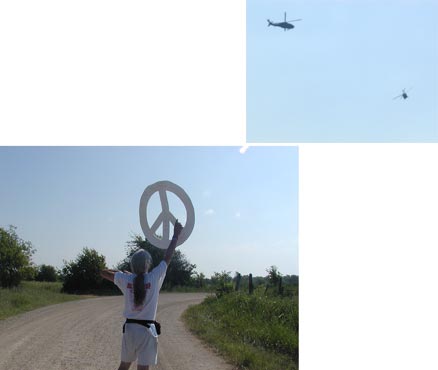 Andy aims giant peace symbol