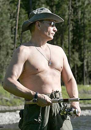 putin man boobs fishing